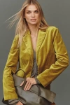 Maeve Cropped Tuxedo Blazer Jacket In Yellow