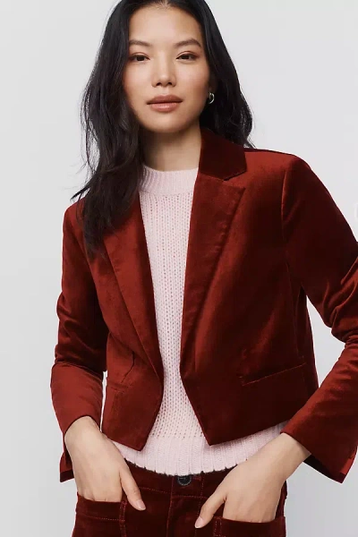 Maeve Cropped Tuxedo Blazer Jacket In Yellow