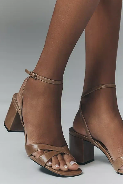 Maeve Cross-strap Block Heels In Brown