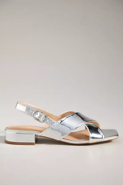 Maeve Cross-strap Slingback Heels In Silver