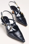 Maeve Cross-strap Slingback Kitten Heels In Black