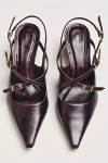 Maeve Cross-strap Slingback Kitten Heels In Brown