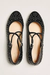 Maeve Cross-strap Studded Mary Jane Flats In Black