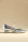 Maeve Crystal Bow Ballet Heels In Silver