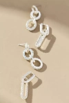 Maeve Crystal Chain Linked Earrings, Set Of 2 In White