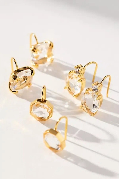 Maeve Crystal Huggie Earrings, Set Of 3 In Gold
