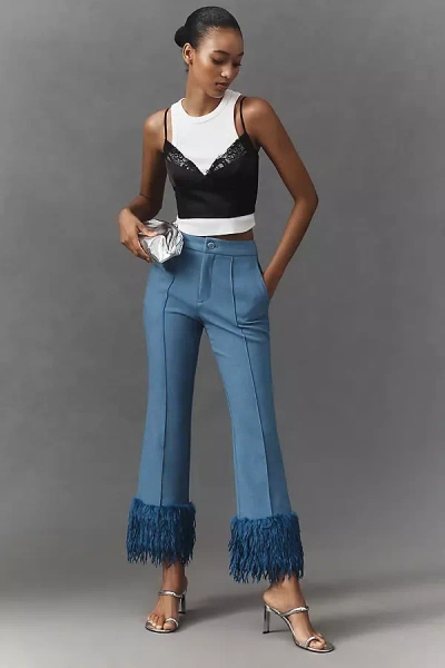 Maeve Cuffed Plush Party Pants In Blue