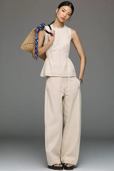 Maeve Curve Puddle Pants In Neutral