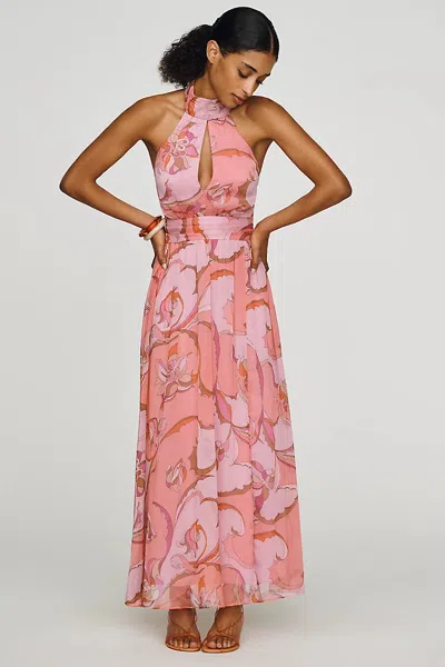 Maeve Cutout Halter Maxi Dress In Pink