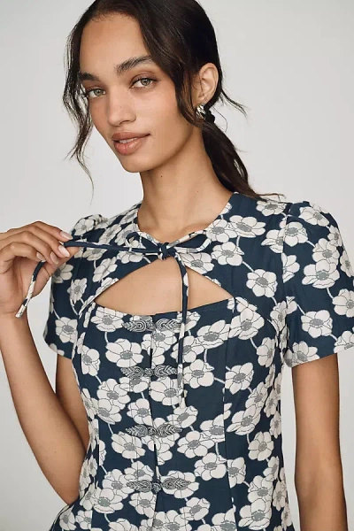 Maeve Cutout Tie-front Blouse In Multi