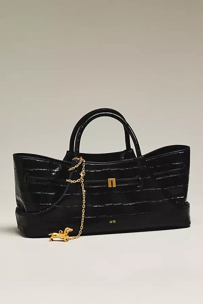 Maeve Dachshund Metal Charm Tote Bag In Black