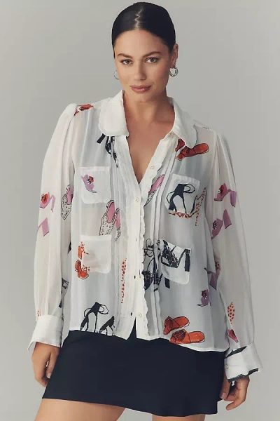 Maeve Danielle Kroll X  Sheer Chiffon Buttondown Shirt In White