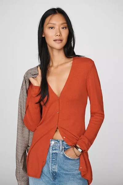 Maeve Deep-v Fitted Cardigan In Red