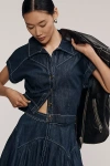 Maeve Denim Short Sleeve Crop Button-front Top In Blue
