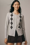 Maeve Design History X  Argyle Cardigan Sweater In Gray