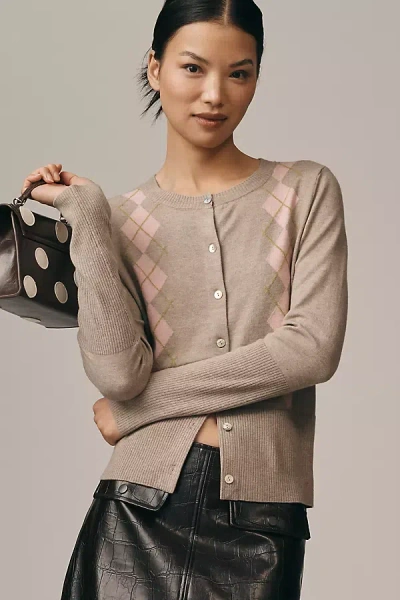Maeve Design History X  Argyle Cardigan Sweater In Neutral