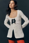 Maeve Double-bow Scooped Split-front Top In White