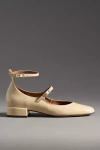 Maeve Double-strap Block-heel Mary Jane Flats In Beige