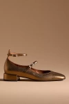 Maeve Double-strap Block-heel Mary Jane Flats In Gold