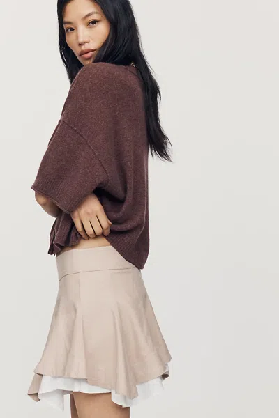 Maeve Double-layer Godet Mini Skirt In Neutral