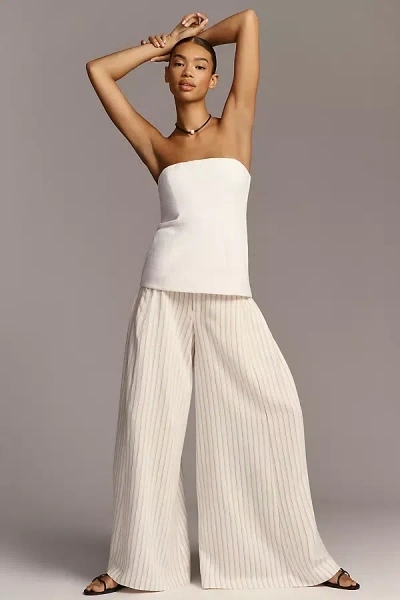 Maeve Draped A-line Palazzo Pants In Neutral