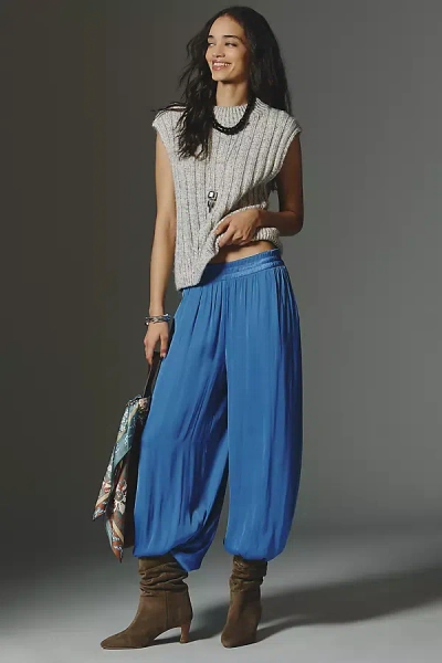 Maeve Draped Wide-leg Pull-on Pants In Gray