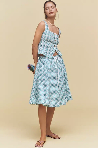 Maeve Drawstring A-line Cotton Midi Skirt