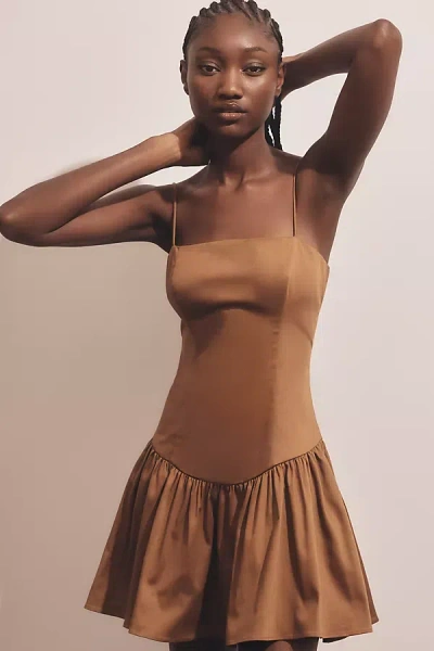 Maeve Drop-waist Mini Dress In Brown