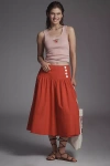 Maeve Drop-waist Wrap Midi Skirt In Black