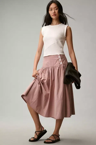 Maeve Drop-waist Wrap Midi Skirt In Purple