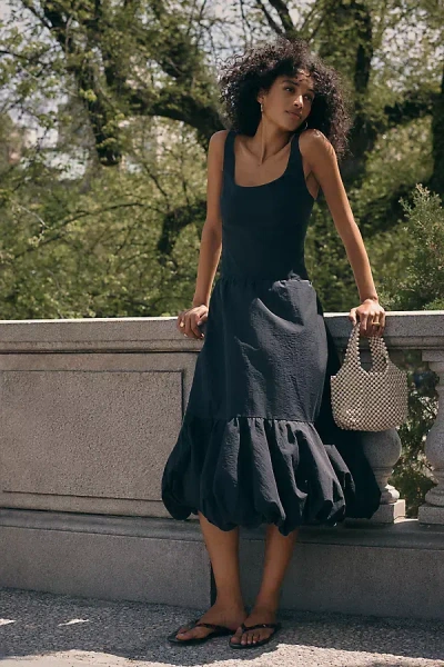 Maeve Drop-waist Midi Dress In Black