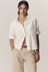 Maeve Elbow-sleeve Boxy Oxford Shirt Top