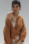 Shop Maeve Elbow-sleeve Cardigan Sweater In Brown