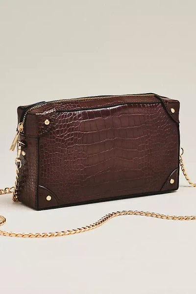 Maeve Embossed Croc Trunk Purse In Brown