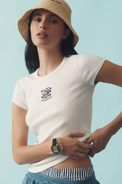 Maeve Embroidered Baby Tee In White