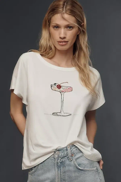 Maeve Embroidered Cocktail Tee In White