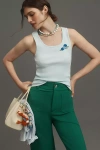 Maeve Embroidered Icon Tank Top In Blue