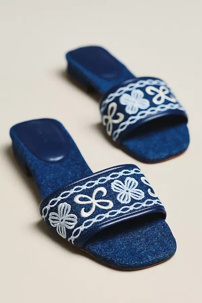 Maeve Embroidered Logo Slide Sandals In Multi