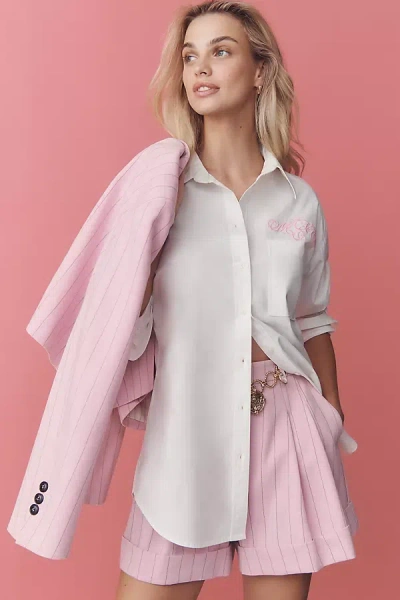 Maeve Embroidered Long-sleeve Buttondown Shirt In White