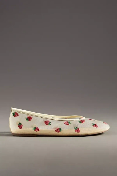 Maeve Embroidered Mesh Flats In Red