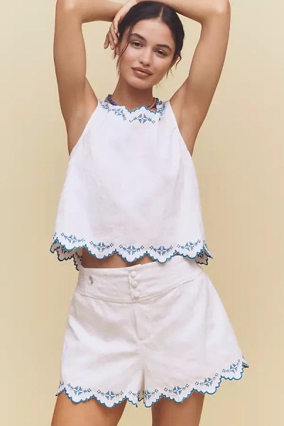 Maeve Embroidered Scallop-hem Bloomer Shorts