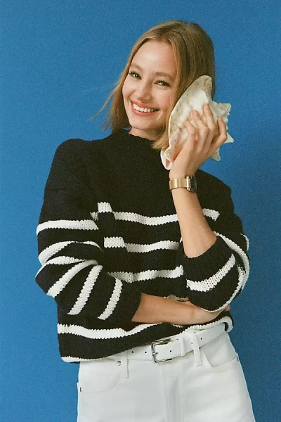 Maeve Embroidered Turtleneck Sweater In Black