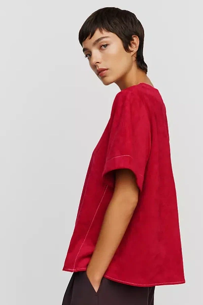 Maeve Emmy Faux-suede Swing Blouse By  In Red