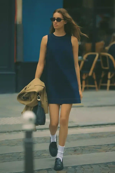 Maeve Emmy Sleeveless Denim Swing Dress In Blue