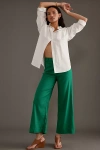 Maeve Ettie High-rise Crop Wide-leg Trousers: Linen Edition In Green