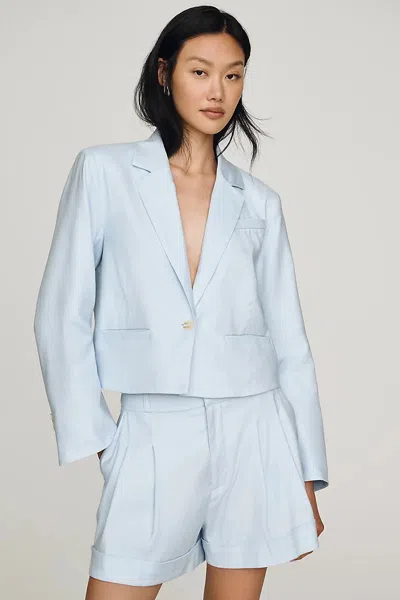 Maeve European Linen Stretch Crop Blazer Jacket In Multi