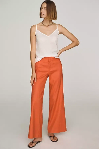Maeve European Linen Stretch High Rise Trousers Pants In Red