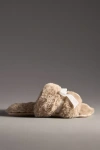Maeve Faux-fur Open-toe Bow Slippers In Beige