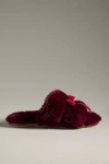 Maeve Faux-fur Open-toe Bow Slippers In Purple
