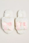 Maeve Faux-fur Open-toe Bow Slippers In White